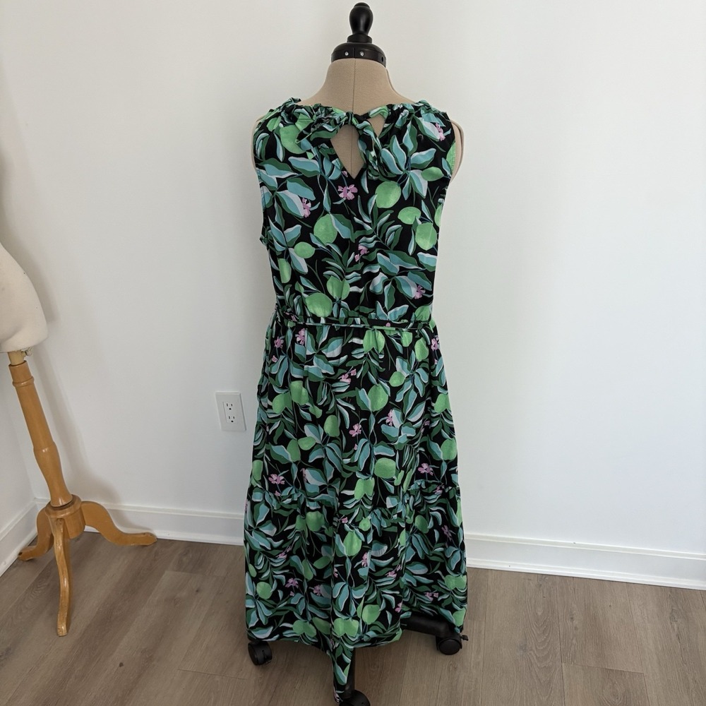 Ava & Viv Womens Dress 1X Black Floral Sleeveless Tiered Maxi Cotton Blend Boho - Picture 2 of 16